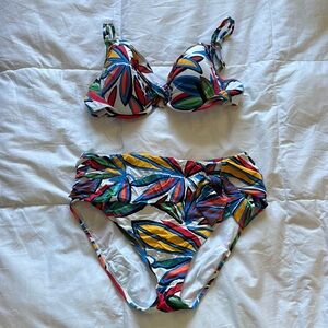 Bleu by Rod Beattie Colorful Leaf Print Bikini Set